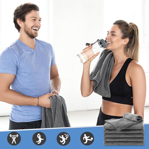 UNIMADE 24 Pack Gym Towels Set - Highly Absorbent Microfiber Salon Towels - color: Grey, size: 24 Pack