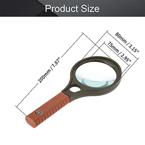 Othmro QK-7502 7X 12X Magnifier Glass Handheld Magnifier Lens Black Round Page Magnifying Lens Small Magnifying Glasses with Handle for Small Prints Book Magazines Newspaper Reading Jewelry - color: 7x 75mm
