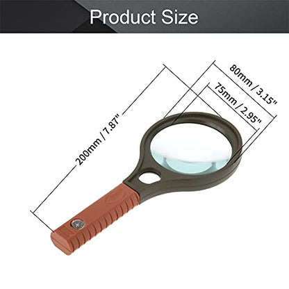 Othmro QK-7502 7X 12X Magnifier Glass Handheld Magnifier Lens Black Round Page Magnifying Lens Small Magnifying Glasses with Handle for Small Prints Book Magazines Newspaper Reading Jewelry - color: 7x 75mm