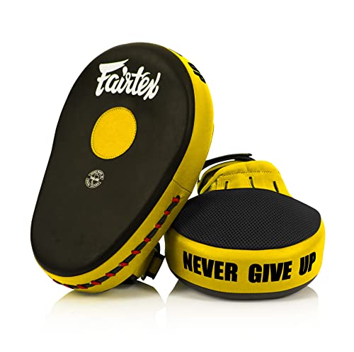 Fairtex FMV13 Maximized Focus Mitts, Muay Thai Kickboxing MMA Punching Pads - color: Black/Yellow