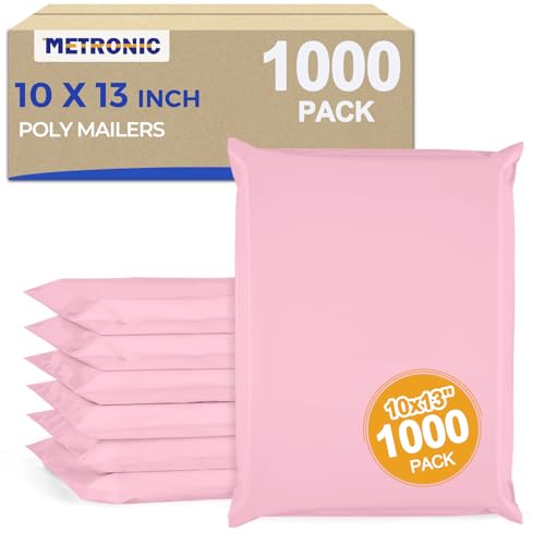 Metronic Poly Mailers 10X13 1000 Pack Bulk, Heavy Duty Self-Seal Shipping Bags for Clothing, Waterproof Medium Poly Packaging Bags for Clothing & Small Business, Light Pink - size: 10X13 1000PC