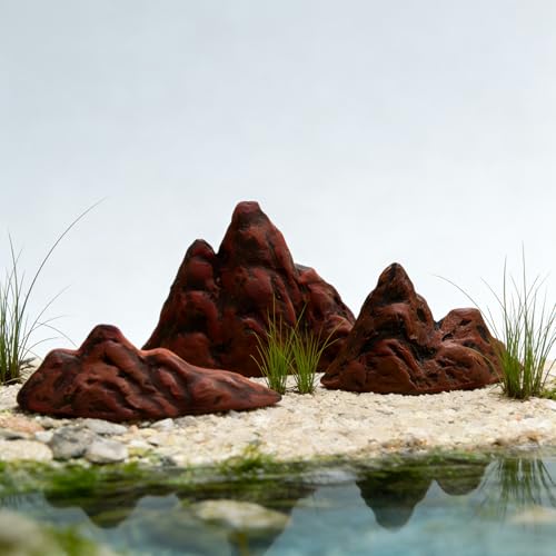 Aquarium Mountain Ornament: Miniature Ceramic Mountain View Decor Rockery Landscape Garden Accessories Fish Tank Decorations for Home Office Display