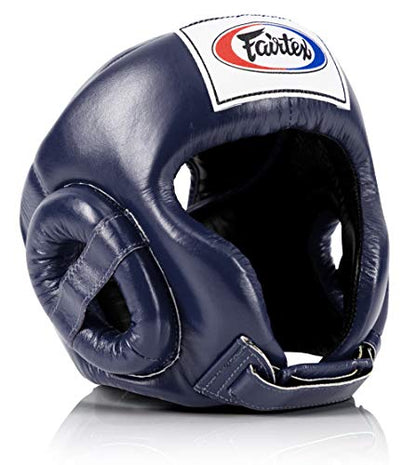 Fairtex HG6 Full Head Guard, Muay Thai Sparring Helmet Protective Headgear | Handcrafted 3-layer padding shell. Lightweight sleek construction shields against elbows during high-intensity ring session - color: Blue, size: Large
