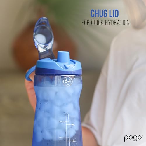 Pogo 64oz Plastic Water Bottle with Chug Lid and Carry Loop, Fuchsia - color: Fuchsia, size: 64 Ounces