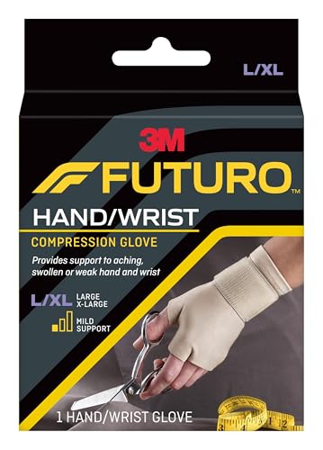 FUTURO Compression Glove, Provides Mild Support to Aching, Weak Hands and Wrists, L/XL - size: Large/X-Large
