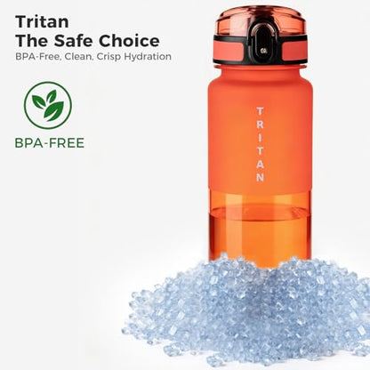 32oz Clear Tritan Water Bottle with Chug Lid - color: Red
