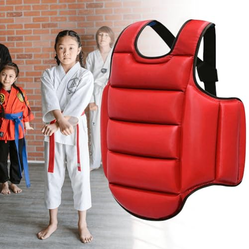 Boxing Chest Guard Kickboxing MMA Muay Thai Body Protector Adjustable Strike Shield Martial Arts Upper Belly Ribs Protection Pad - color: Red