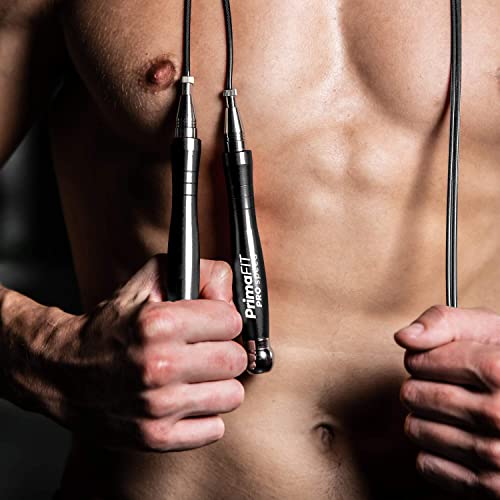 PrimaFIT Pro Speed Jump Rope for Adults, Weighted Skipping Rope for Boxing - color: Black