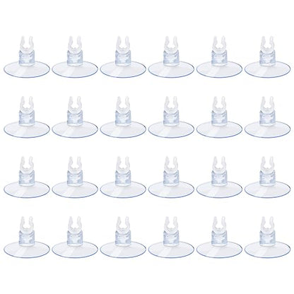 AQUANEAT Aquarium Suction Cups, for Fish Tank Airline Tubing, with Clips 3/16" air Hose Holder, 24pcs (Clear)