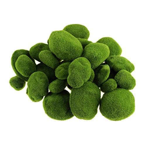 40 Pieces Artificial Moss Rocks Decorative Faux Green Moss Covered Stones (3 Size)
