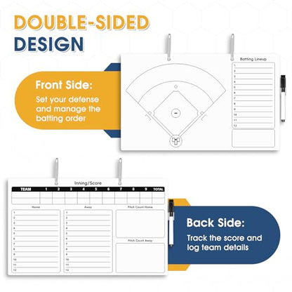 Baseball Lineup Board Batting Order Dry Erase Clipboard, 15x9 - color: H-baseball, size: 9"W x 15"H