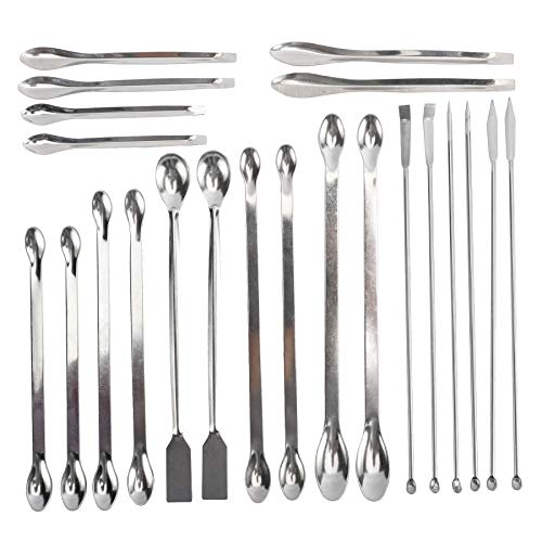 22 Pieces Steel Lab Spatula Micro Scoop Set Tiny Mixing Spatula Laboratory Sampling Spoon for Powders