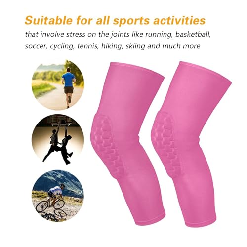 Hot Pink Sports Knee Pads Youth Volleyball Basketball Long Leg Sleeves Braces Compression Wrestling Youth/Kids & Adult Sizes - color: Hot Pink 01