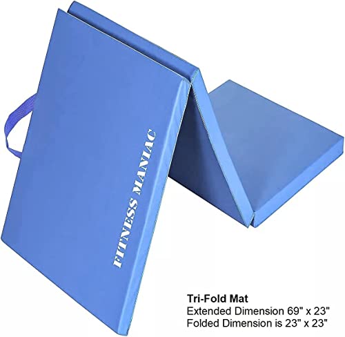 FITNESS MANIAC Black Folding Mat Panel Aerobics Exercise Tumbling Gym Easy Storage Gymnastics Mat Tri-Fold Mats Gym Pad Exercise Pading Ab Foldable Mats - color: Pink