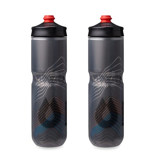 HydraPak Polar Surge Insulated Bike Water Bottle (24oz, Ascent Black) | High Flow, BPA Free, Tri-Layer Insulation, Leakproof, Easy Squeeze, Self-Sealing Cap, for Biking - color: Ascent Black, style: 24oz/700ml