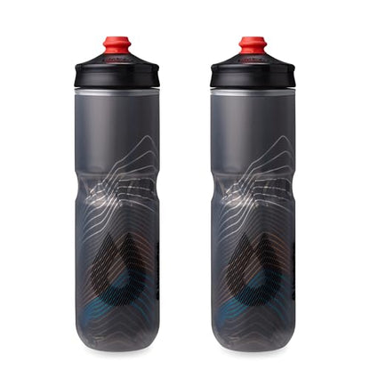 HydraPak Polar Surge Insulated Bike Water Bottle (24oz, Ascent Black) | High Flow, BPA Free, Tri-Layer Insulation, Leakproof, Easy Squeeze, Self-Sealing Cap, for Biking - color: Ascent Black, style: 24oz/700ml