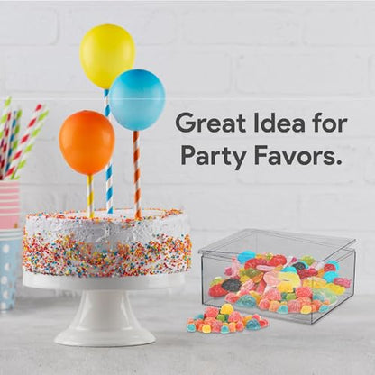 Rectangle Acrylic Box - Shelf Organizer Bins - Clear Storage Containers - Candy Party Favors | Bathroom Storage | Makeup Cosmetic Organization | Wide: 8"x4"x4" (3 Pack)