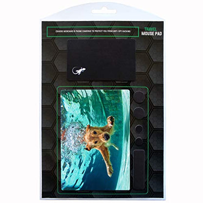 Mouse Pad Adhesive Bottom - Sticks to Any Surface - Portable - Webcam Covers and Screen Cleaner Included (Dog Dive) - color: DOG DIVE