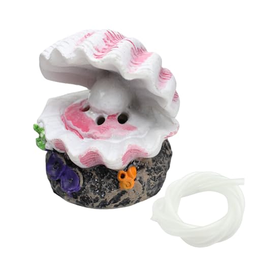 Aquarium Shell Decor Air Bubble Stone with Air Stone Bubbler Volcano Ornament Mini Cute Undersea Clam Pearl Ornaments for Fish Shrimp Crab Betta Tank