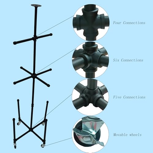Hockey Gear Drying Rack Four Brake Pulleys Can Carry 80 Pounds | Equipped With 4 Equipment Suitable For Hockey, Ice Hockey, Rugby And Skiing Dry Quickly Black