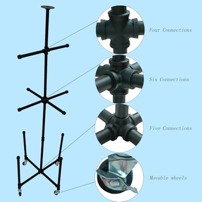 Hockey Gear Drying Rack Four Brake Pulleys Can Carry 80 Pounds | Equipped With 4 Equipment Suitable For Hockey, Ice Hockey, Rugby And Skiing Dry Quickly Black