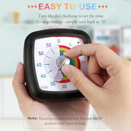 Secura 60-Minute Visual Timer, Silent Study Timer for Kids and Adults - color: Black & Cloud