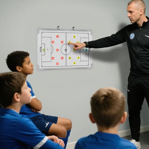 Soccer Dry Erase Coaches Clipboard, Large Soccer Lineup Coaching Strategy Tactics Board,Portable Soccer Clipboard for Coaches Soccer Dry Erase Whiteboard Strategy Tactical Blackboard
