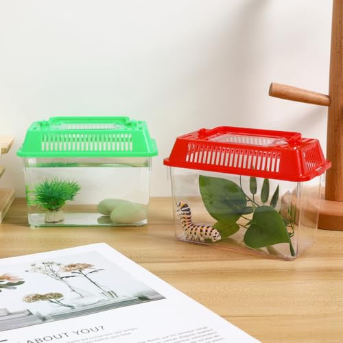 POPETPOP Portable Fish Tank 5.90X4.33X3.74 Inch Handheld Aquarium Transparent Turtle Box Plastic Fish Carrier Small Aquarium for Travel and Pet Breeding