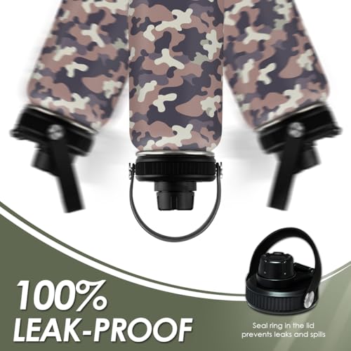 Camouflage Insulated Stainless Steel Water Bottle 32oz, Vacuum Chug Lid Travel Tumbler for Men Friends Dads Grandpa, Birthday Christmas Fathers Day (Desert Camo) - color: Camouflage 4