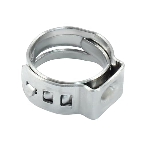 Litoexpe 50 Pcs Single Ear Hose Clamp 10.3mm-12.8mm, Hose Crimp Clamps Ear Crimp Rings, Stainless Steel Pinch Clamp for Securing Pipe Hoses and Automotive - size: 10.3mm-12.8mm