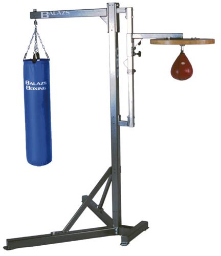 Balazs 2-Station Universal Boxing Stand | Heavy Bag & Speed Bag Stand | Made in USA | 300 lb Capacity | Freestanding | No Wall Mount Needed | Home & Commercial Gym