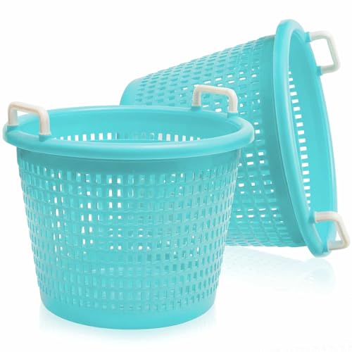 Heavy Duty Fishing Basket 100 lb Fish & Crawfish Basket with Reinforced Handle Multi‑Color Options for Crab Seafood Shrimp Shellfish & Laundry Fruits and Vegetables Multiple Usage - color: Blue