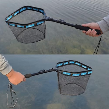 GOODCAT Floating Fishing Net with Magnetic Release, Foldable Landing Net for Kayak Boat Shore Fishing - color: A: Square-Extend Length:32.5"