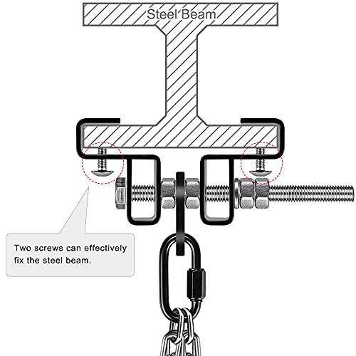 BeneLabel Punching Bag Hanger for I Beam 880 LBs Capacity Heavy Bag Mount Width Adjustable Boxing Bag Holder & Steel Beam Clamp for Beam - color: Beam Hanger & Carabiner (2 Pack)