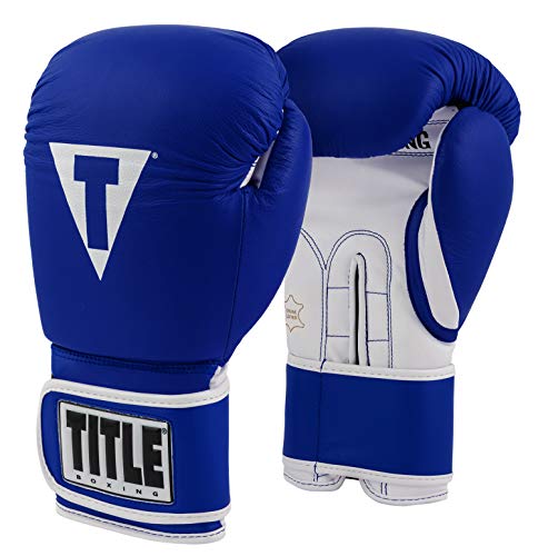 TITLE Boxing Pro Style Leather Training Gloves 3.0 - Boxing Gloves, Boxing Training Gloves, MMA Gloves, Oz Training Gloves, Kickboxing Gloves, Punching Bag Gloves, Sparring Gloves - color: Blue/White, size: 14 oz