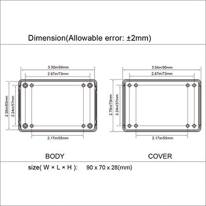 5 Pieces ABS Plastic Electrical Project Case Power Junction Box, Project Box Black 3.5 x 2.8 x 1.1 inch (90 x 70 x 28 mm) - size: 3.5" x 2.8" x 1.1"(5pc)