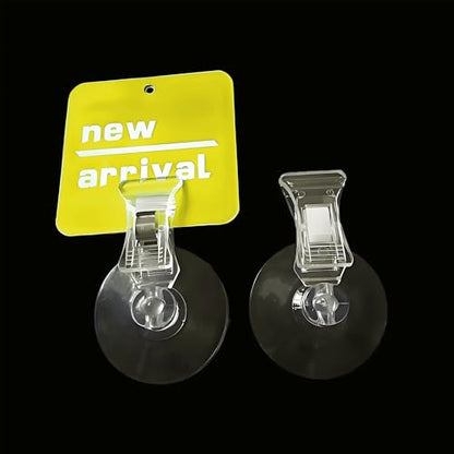 12 Pieces 45mm Suction Cup Clip Advertising Pop Display Business Cards Holder Stand Clear Clamps for Fridge Shower Aquarium