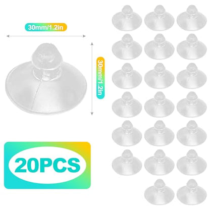 20 Pack 18mm/0.7" Transparent Glass Table Suction Cups - Anti-Slip Pads with Holes for Windows/Furniture/Crafts - Clear Non-Slip Grip & Bumpers