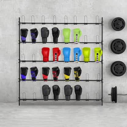 Wall Mounted Boxing Glove Storage Rack, 5-Tier Holder with Hooks, Storage Organizer for Home Gym Training Room