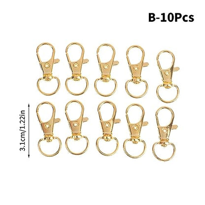 BREAKA 10Pcs/Set Metal Swivel Lobster Hook Clasp Keyring Snap Clasp Bag Jewelry Lanyard Trigger Buckle DIY Bag Accessories (Color : H) - color: H