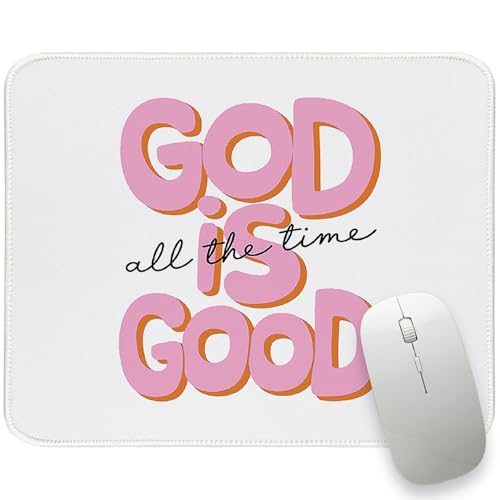 Pink Christian Small Mouse Pad, Vintage Religious Gaming Mouse Pad, God is Good All The Time Non-Slip Mousepad for Home Computer Laptop Motivational Jesus Gift for Women Girls 8.25x10 in - color: God Is Good All the Time