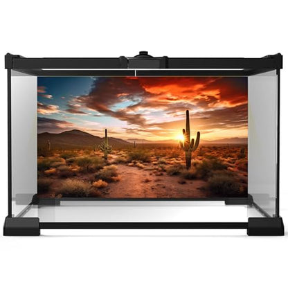 Reptile Habitat Background Sunset Desert Terrarium Background Towering Saguaro Cacti Silhouetted Against Sky Rugged Terrain Vibrant Desert Colors Landscape Tank Backdrop Vinyl 48x20in