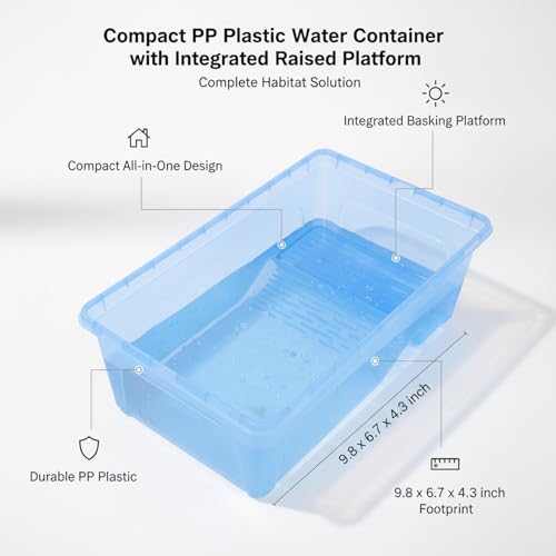 Compact PP Plastic Storage Container with Integrated Raised Platform - Small Indoor Organizer Box, Blue