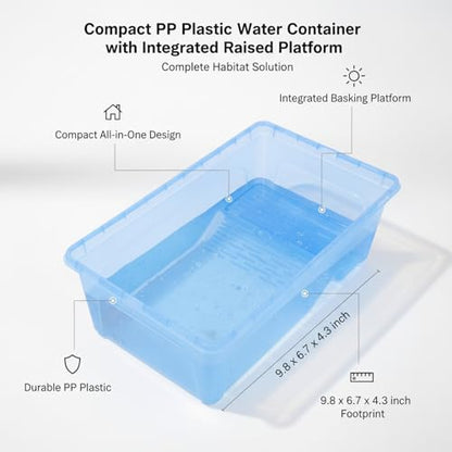 Compact PP Plastic Storage Container with Integrated Raised Platform - Small Indoor Organizer Box, Blue