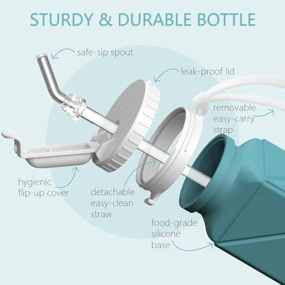 BEAUTAIL Collapsible Water Bottles 21oz/610mL, Silicone Travel Water Bottle | BPA Free, Leakproof & Reusable, Foldable Water Bottle for Traveling, Hiking, School, Sports, Outdoor, 2-Pack, Blue+DarkBlue - color: Dark Blue+Blue