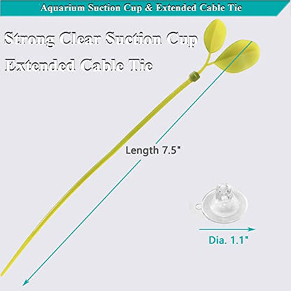 Aquarium Suction Cups and Leaf-Shaped Adjustable Cable Ties for Binding Moss Shrimp Dodging Nest, Suction Cups with Holes Aquarium Plants Holder (24)