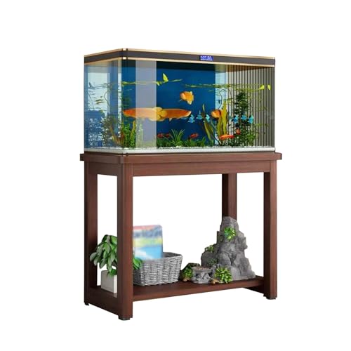 Oak Wood Aquarium Stand 2 Tier, Fish Tank Stand Cabinet for Living Room, Heavy Turtle Tank Stand/Reptile Holder, Fish Tank Display Table,B,60x30cm(23 5/8 - color: B, size: 60x30cm(23 5/8