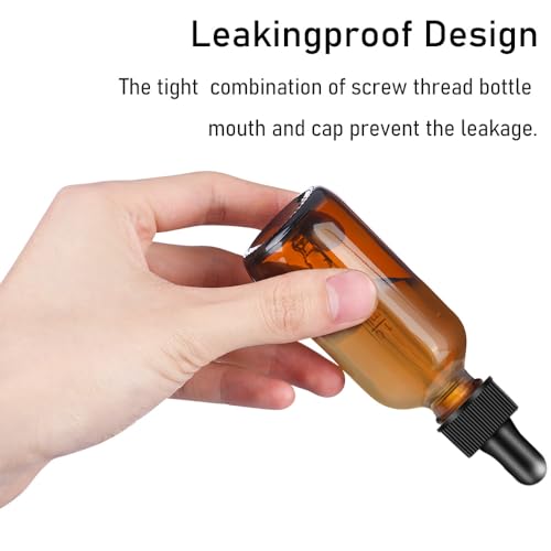 Dropper Bottle 2 oz, 2 pack Amber Glass Eye Dropper Bottles with Labels and Funnel, Tincture Bottle with Measured Dropper - Leakproof Essential Oils Bottles for Health, Personal Care & Beauty - color: Amber