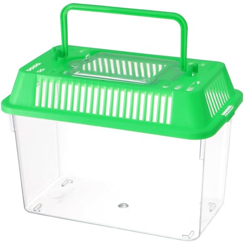 Balacoo Small Plastic Fish Bowl - Mini Fish Tank Plastic Handheld Fish Tank for Turtle and Pet Fish (Green - Lid for Random)