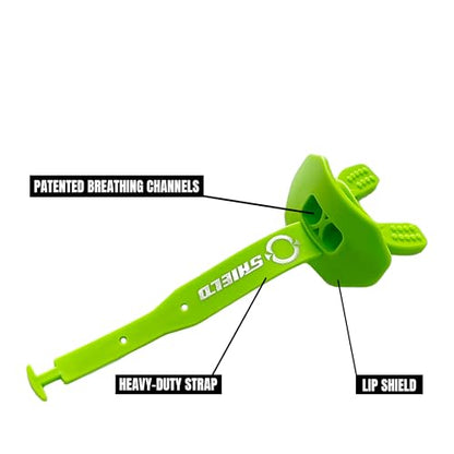 O Shield Striker Football Lip Guard with Permanent Strap - color: Slime Green